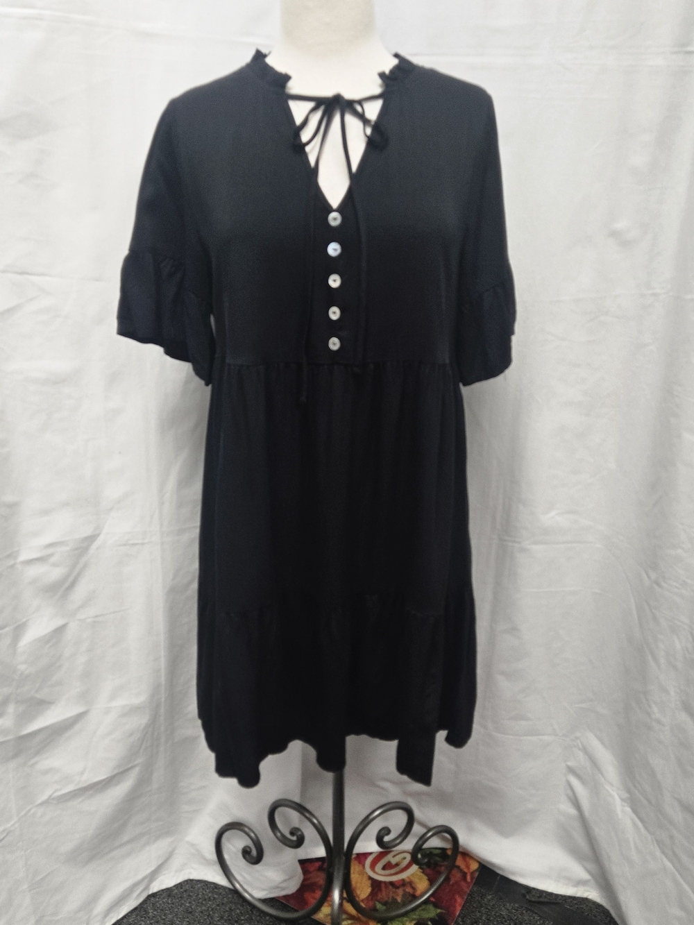 Coco + Carmen Tiered Mini Dress with Button Front